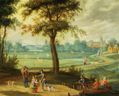 A Village Landscape by a River by Isaak van Oosten